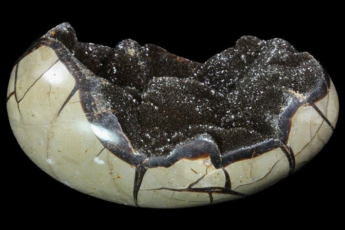 Septarian Dragon Egg Geode - Black Crystals #89568